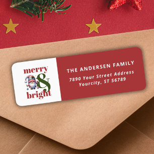 Merry & Bright Cute Gnome Return Address Label