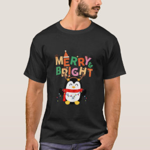 Merry Bright Cute Penguin Funny Xmas Christmas Boy T-Shirt