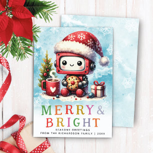 Merry & Bright Cute Robot Christmas Holiday Card
