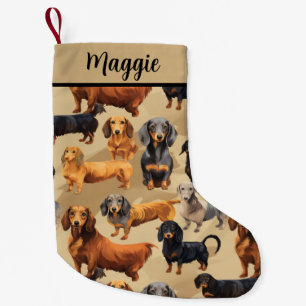 Merry & Bright Dachshund Small Christmas Stocking