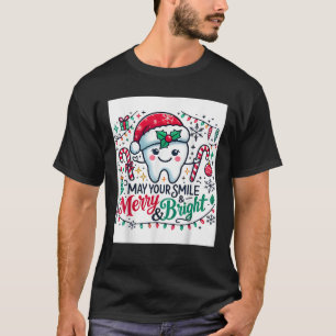 Merry Bright Dental Christmas Cute Tooth with Holi T-Shirt