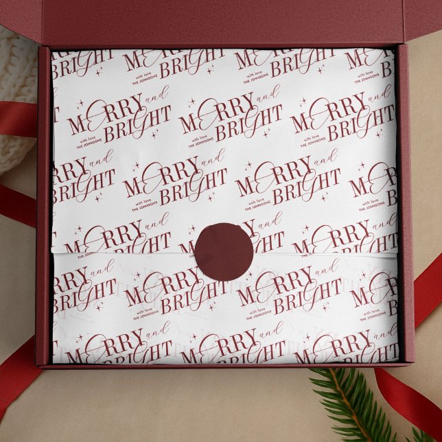 Merry & Bright Elegant Custom Name Christmas Tissue Paper (Creator Uploaded)
