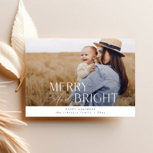 Merry & Bright: Elegant Family Christmas Photo Holiday Card