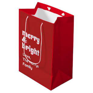 Merry & Bright Elegant Minimalist Christmas Family Medium Gift Bag
