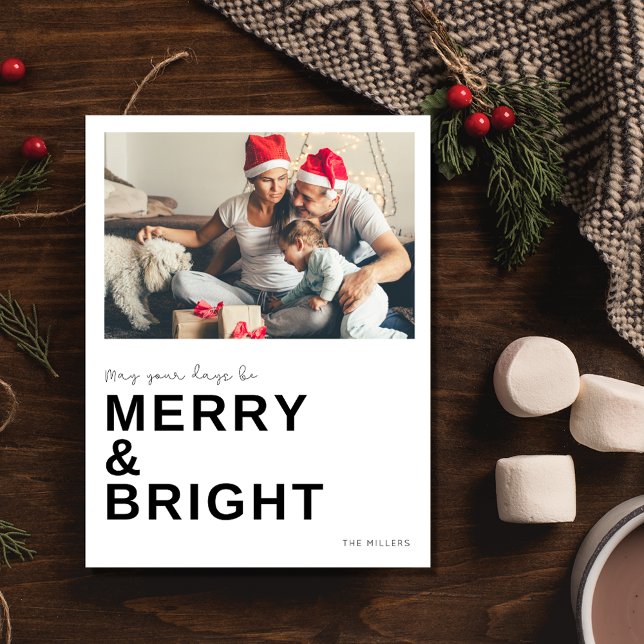 Merry Bright Family Photo Christmas Holiday Postcard (Merry Bright Family Photo Christmas Holiday Postcard)