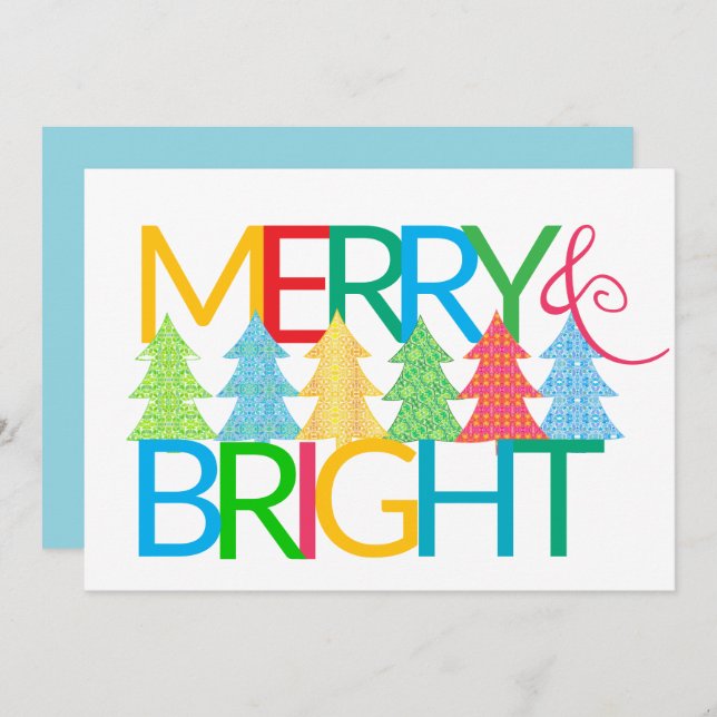 Merry & Bright Flat Christmas Card (Front/Back)