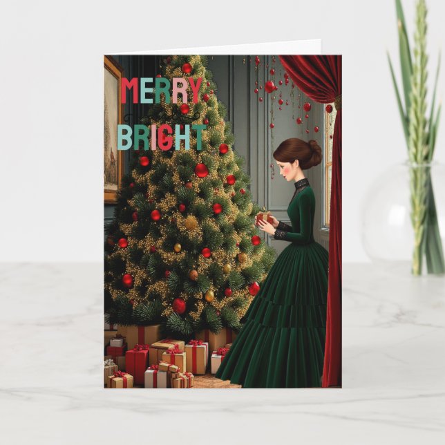 Merry & Bright folded Christmas Card (Front)