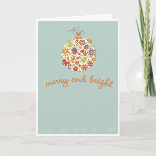 Merry & Bright Folded Greeting Card (Front)