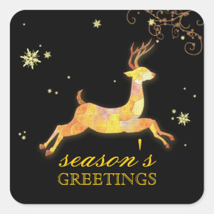 Merry Bright Fun Caribou Holiday Greetings Sticker