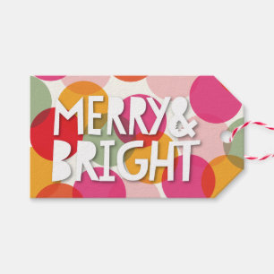 Merry & Bright Fun Colourful Confetti Dots Holiday Gift Tags