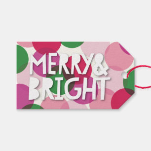 Merry & Bright Fun Colourful Confetti Dots Holiday Gift Tags