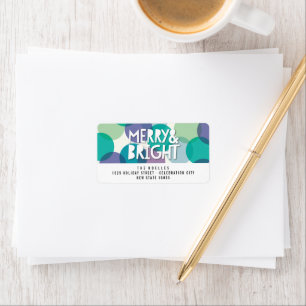 Merry & Bright Fun Colourful Confetti Dots Holiday Label