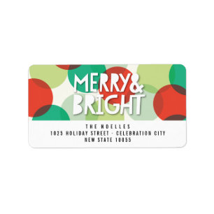 Merry & Bright Fun Colourful Confetti Dots Holiday Label