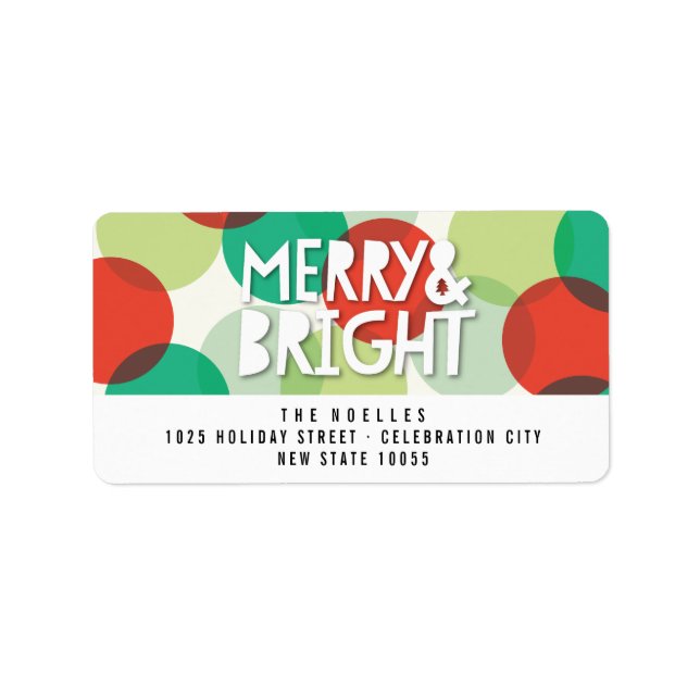 Merry & Bright Fun Colourful Confetti Dots Holiday Label (Front)