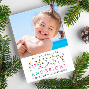 Merry & Bright Fun Modern Christmas Holiday Photo