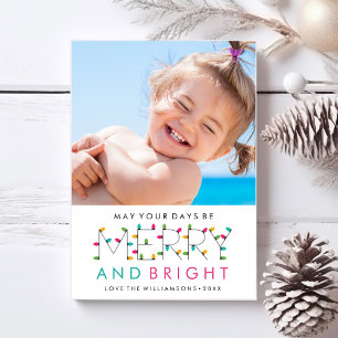Merry & Bright Fun Modern Christmas Holiday Photo Card