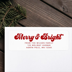 Merry Bright Fun Modern Holiday Return Address Label