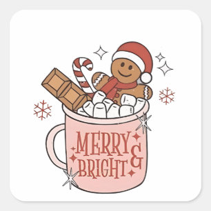  Merry & Bright Gingerbread in Bathtub Of Cacao   Square Sticker