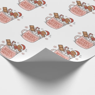 Merry & Bright Gingerbread in Bathtub Of Cacao Wrapping Paper