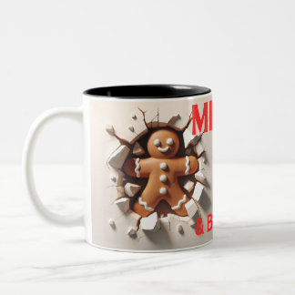 Merry & Bright Gingerbread Man Two-Tone Coffee Mug
