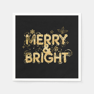 Merry & Bright – Golden Christmas Lights Napkin