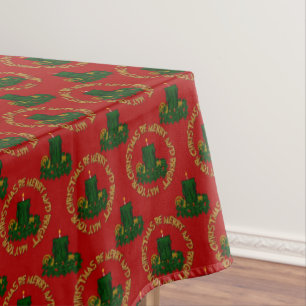 Merry-Bright,Green Xmas Candle-Tablecloth 52x70in Tablecloth