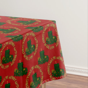 Merry-Bright,Green Xmas Candle-Tablecloth 60x84in Tablecloth