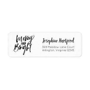 Merry & Bright Holiday Minimal Return Address Label