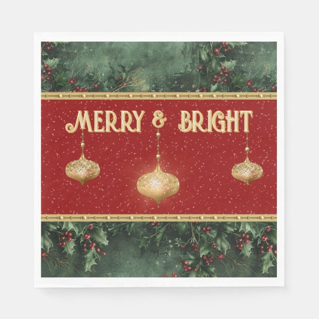 Merry & Bright Holiday Napkin (Front)