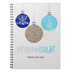 Merry & Bright Holiday Ornaments Journal Notebook