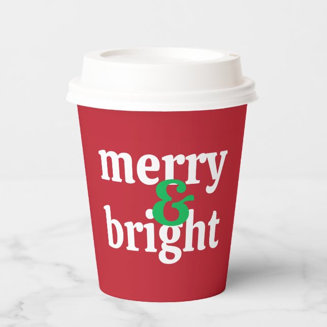 Merry & Bright Holiday Paper Cup (Front)
