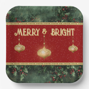 Merry & Bright Holiday Paper Plate