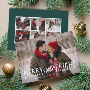 Merry & Bright Holiday Photo Card w/ Collage Back