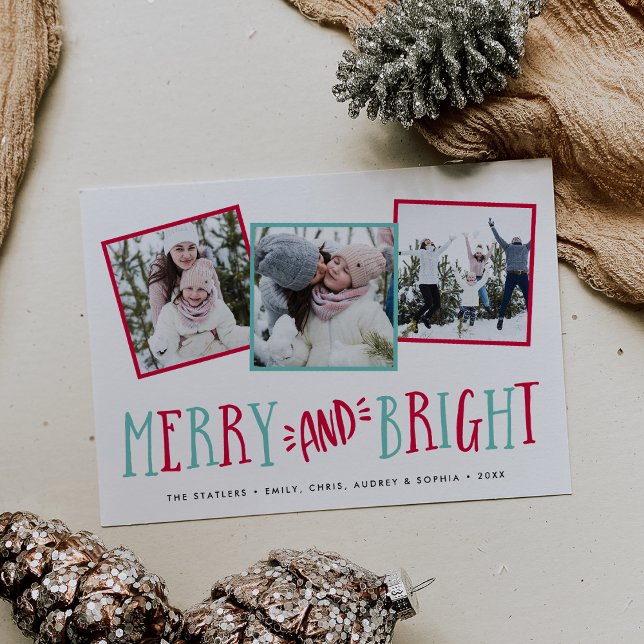 Merry & Bright | Holiday Photo Collage Card (Creator Uploaded)