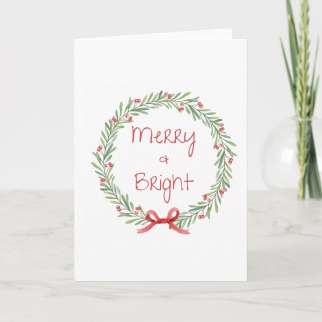 Merry & Bright Holiday Pillow Card (Front)