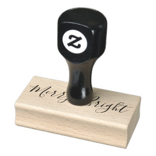 Merry & Bright Holiday Rubber Stamp