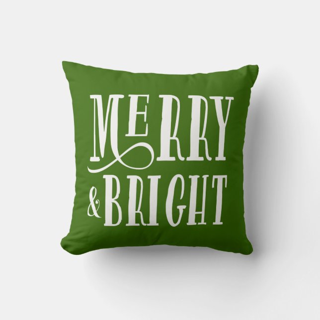 Merry & Bright | Holiday Throw Pillow (Front)