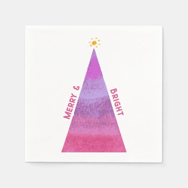 Merry & Bright Holiday Tree Napkin (Front)