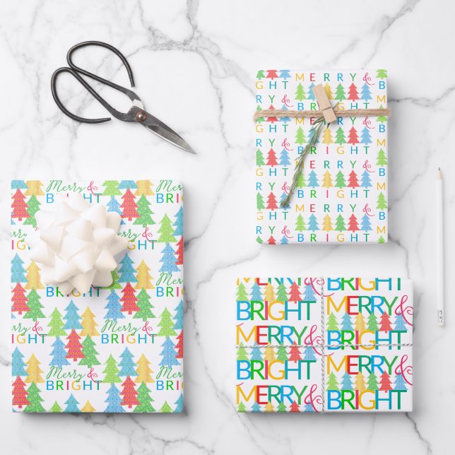 Merry & Bright Holiday Wrapping Paper (Front)