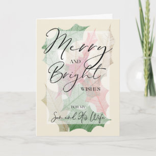 Merry & Bright Holly Christmas for Son & Wife Card