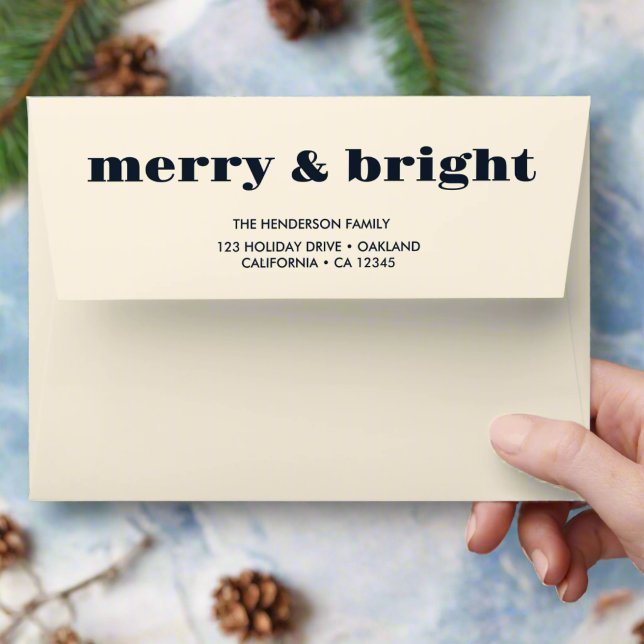 Merry & Bright l Blue Watercolor Pine Forest Envelope (Creator Uploaded)