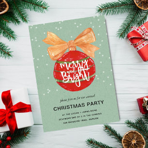 Merry & Bright l Red & Green Mistletoe Christmas Invitation