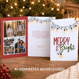 Merry & Bright Lights Photo Collage Christmas Holiday Card