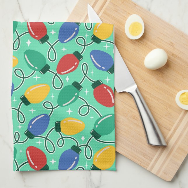 Merry & Bright Lights Tea Towel (Quarter Fold)
