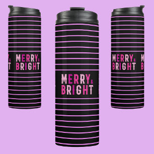 Merry & Bright, Merry Christmas, Christmas Gift Thermal Tumbler