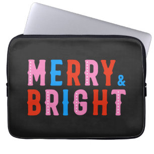 Merry & Bright, Merry Christmas     Laptop Sleeve