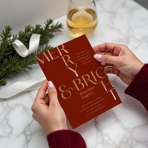 Merry & Bright Minimal Holiday Christmas Party Invitation