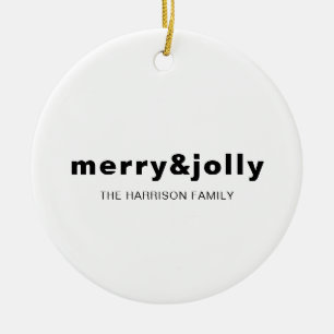 Merry & Bright Minimal White Christmas Ornament