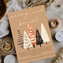 Merry & Bright Minimalist Boho Tan Christmas Cute