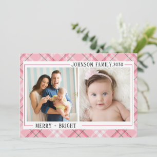 Merry & Bright Minimalist Family Christmas Photo  Holiday Card